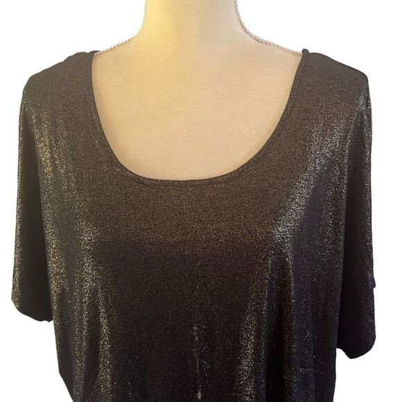 Juicy Couture Shimmering Metallic Short Sleeve Top with Open Back Detail Blouse - Picture 8 of 14